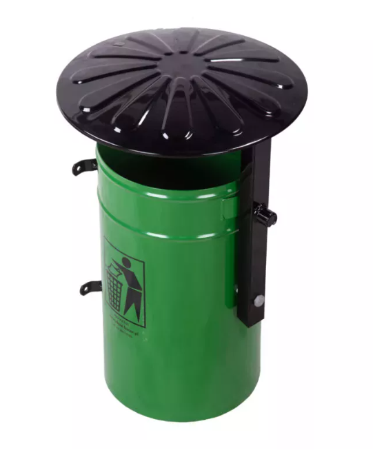 Cos stradal pentru gunoi  Verde  Metal  35 L